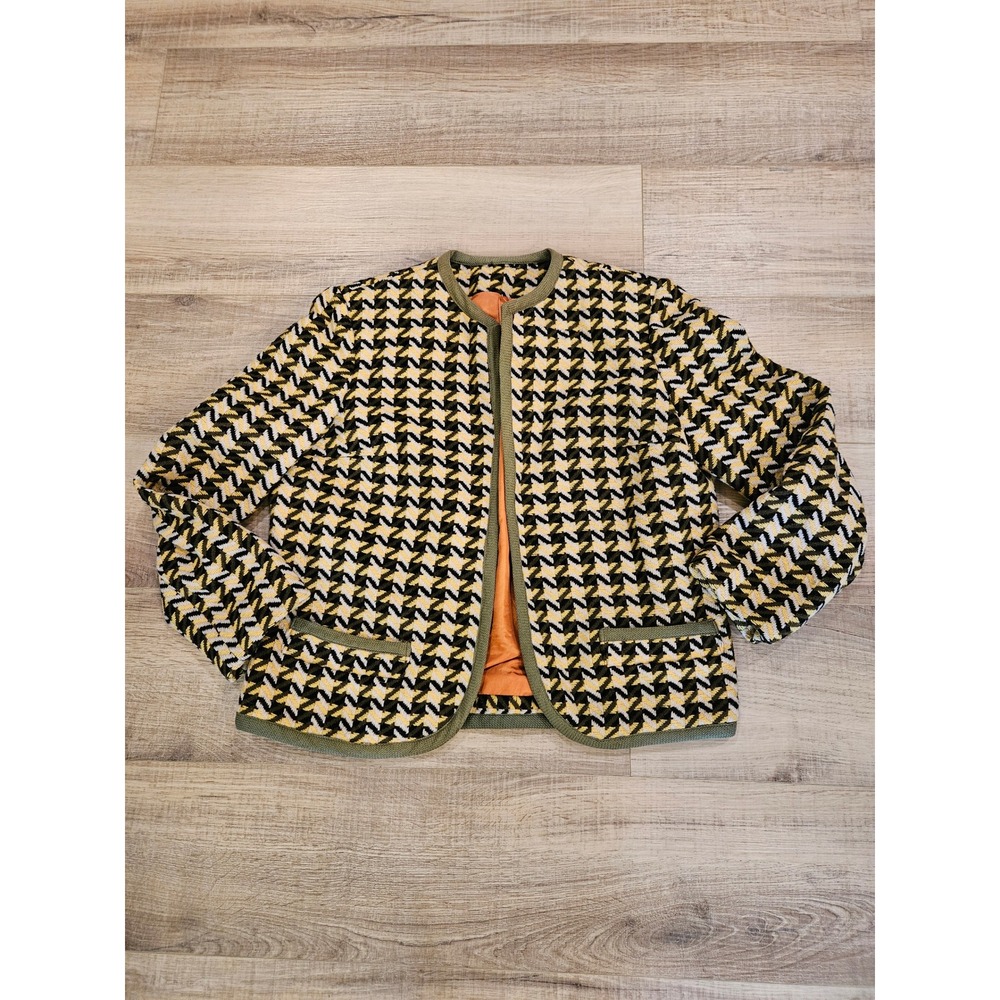 Vintage 60s Majestic Specialties 100% Wool Houndstooth Jacket Womens Mod